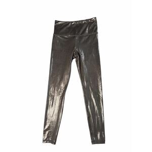 Athleta Elation Shine Legging Dusty Gold Silver 25’ Capri Dance Futuristic Small